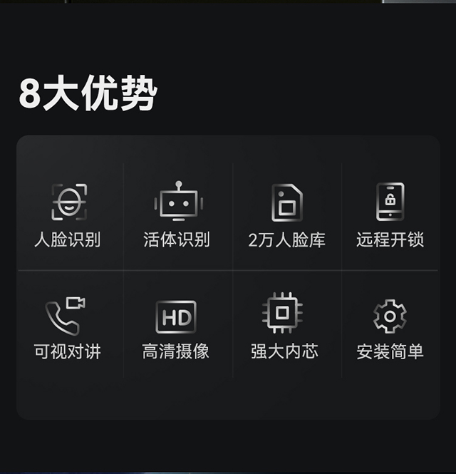 人臉識別，活體檢測，遠程開鎖，可視對講，